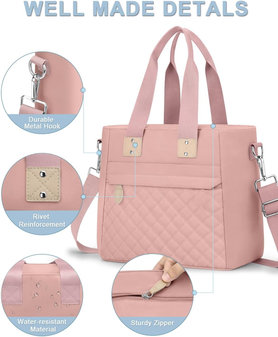 image:imageInsulated Lunch Box for Women amp Men Large Thermal Lunch Bag Women with Removable Shoulder Strap Reusable Lunch Cooler Tote Bags Purse for Adults Work Picnic Hiking Beach Travel MSunflowerPink