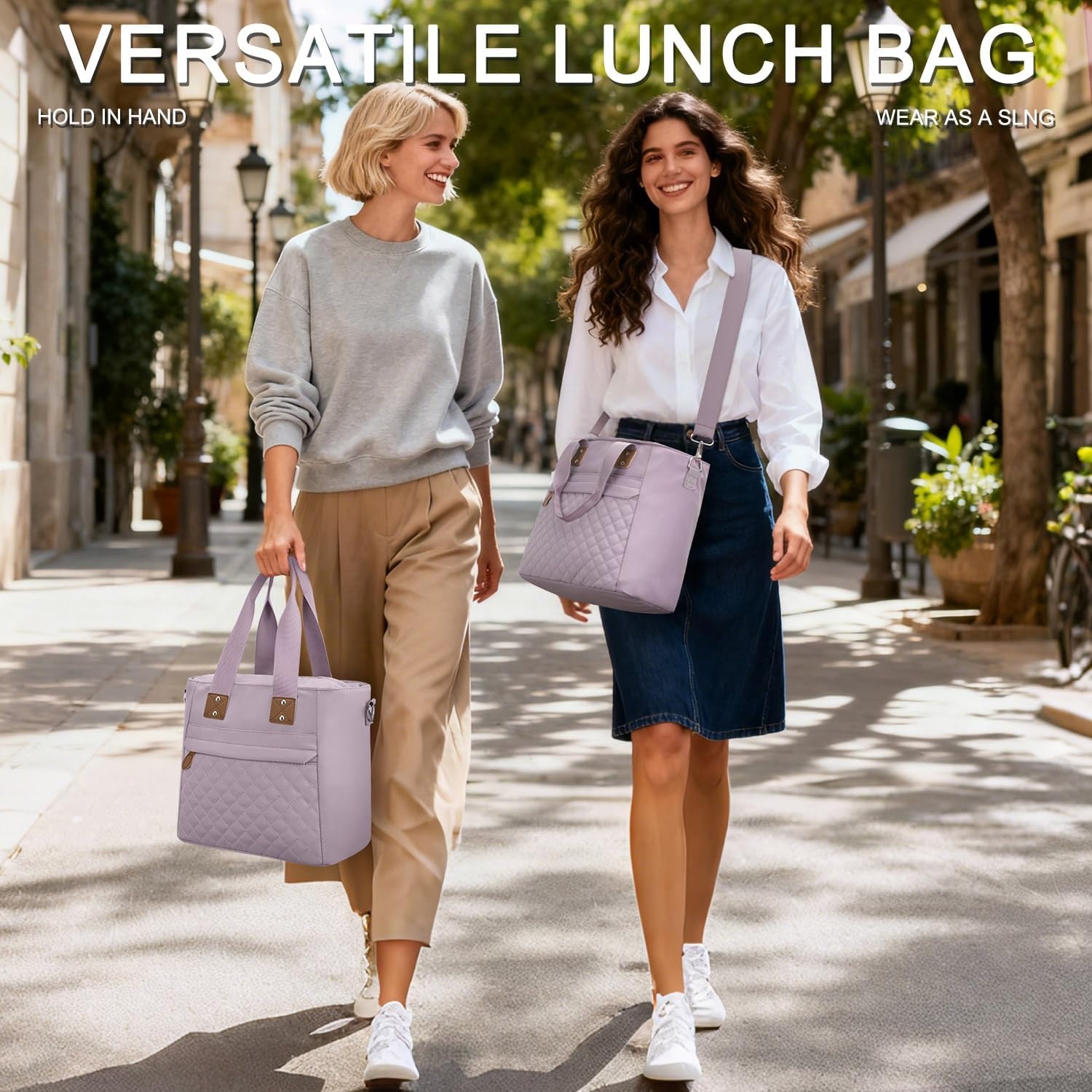 image:imageInsulated Lunch Box for Women amp Men Large Thermal Lunch Bag Women with Removable Shoulder Strap Reusable Lunch Cooler Tote Bags Purse for Adults Work Picnic Hiking Beach Travel MSunflowerPurple