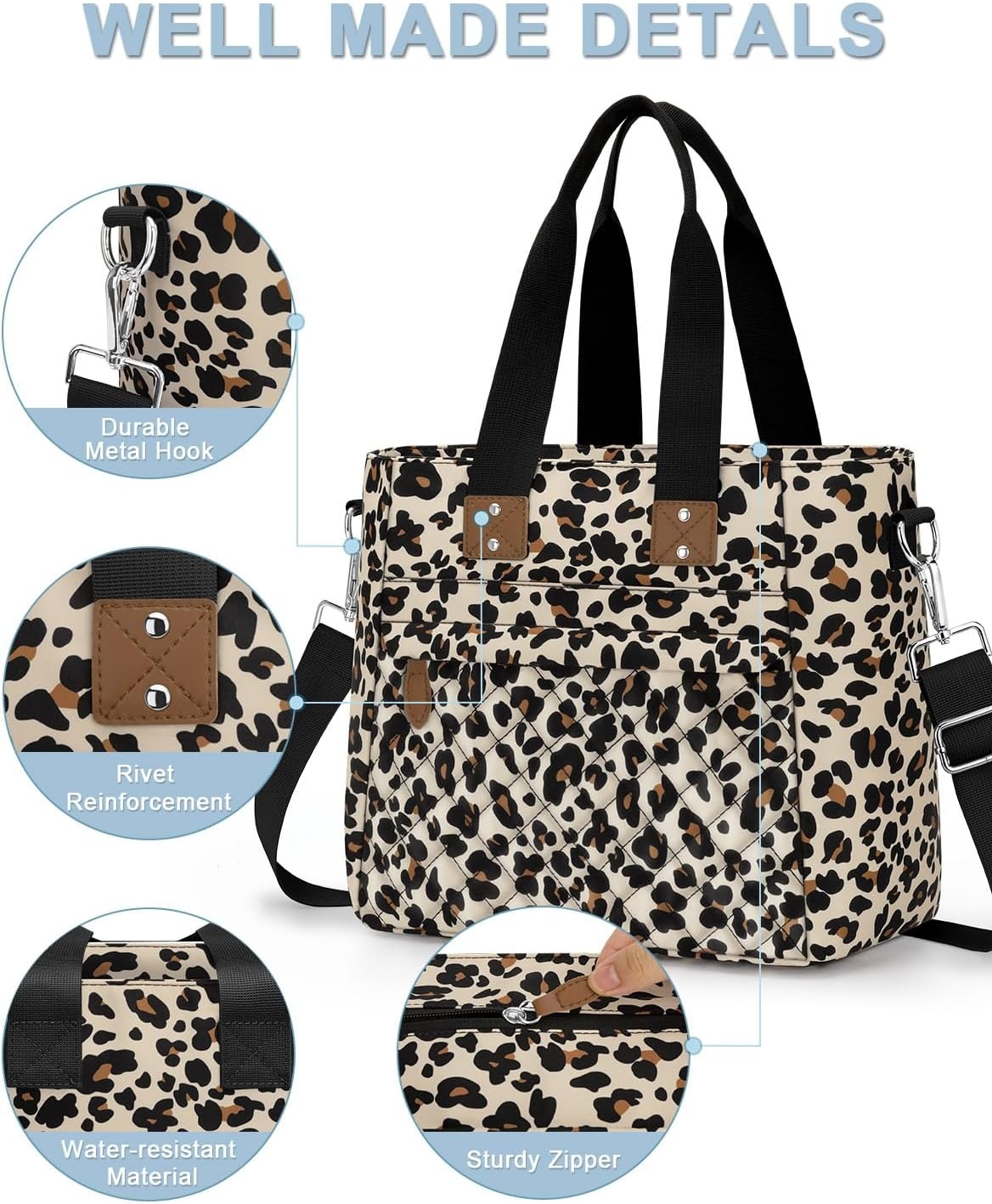 image:imageInsulated Lunch Box for Women amp Men Large Thermal Lunch Bag Women with Removable Shoulder Strap Reusable Lunch Cooler Tote Bags Purse for Adults Work Picnic Hiking Beach Travel MSunflowerLeopard