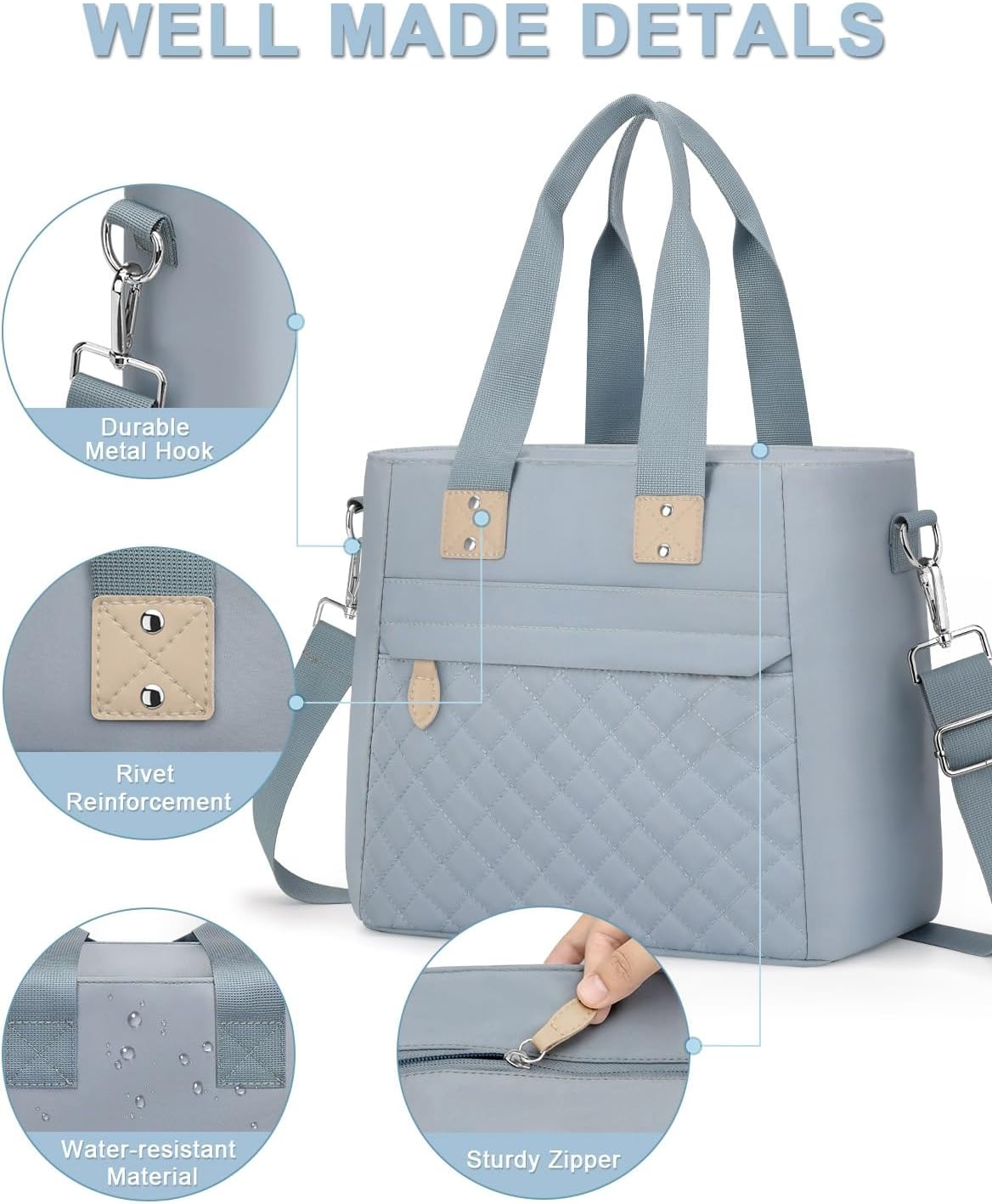 image:imageInsulated Lunch Box for Women amp Men Large Thermal Lunch Bag Women with Removable Shoulder Strap Reusable Lunch Cooler Tote Bags Purse for Adults Work Picnic Hiking Beach Travel MSunflowerBlue