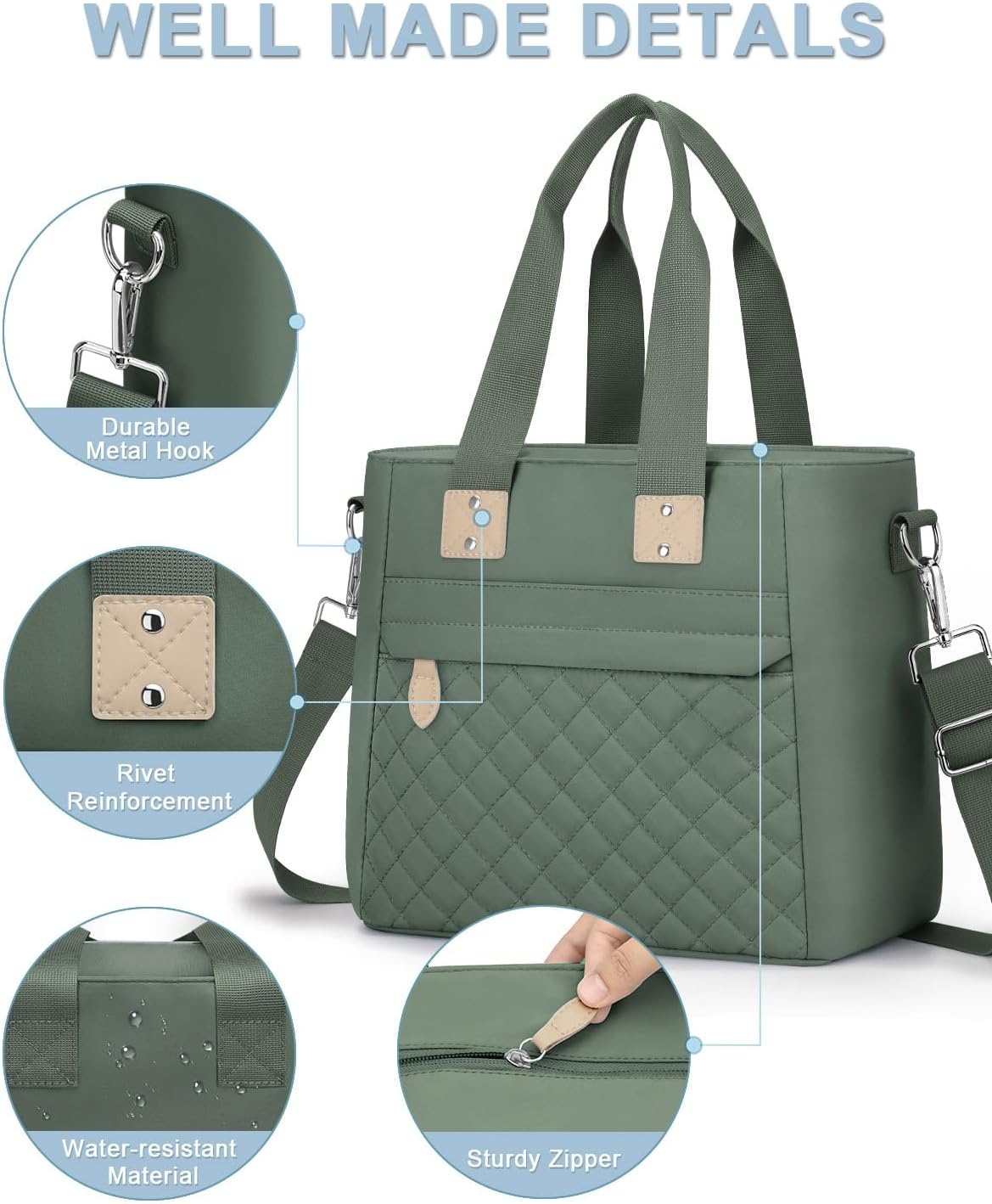image:imageInsulated Lunch Box for Women amp Men Large Thermal Lunch Bag Women with Removable Shoulder Strap Reusable Lunch Cooler Tote Bags Purse for Adults Work Picnic Hiking Beach Travel MSunflowerGreen