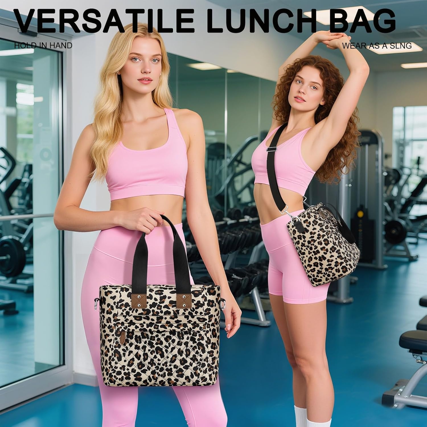 image:imageInsulated Lunch Box for Women amp Men Large Thermal Lunch Bag Women with Removable Shoulder Strap Reusable Lunch Cooler Tote Bags Purse for Adults Work Picnic Hiking Beach Travel MSunflowerLeopard
