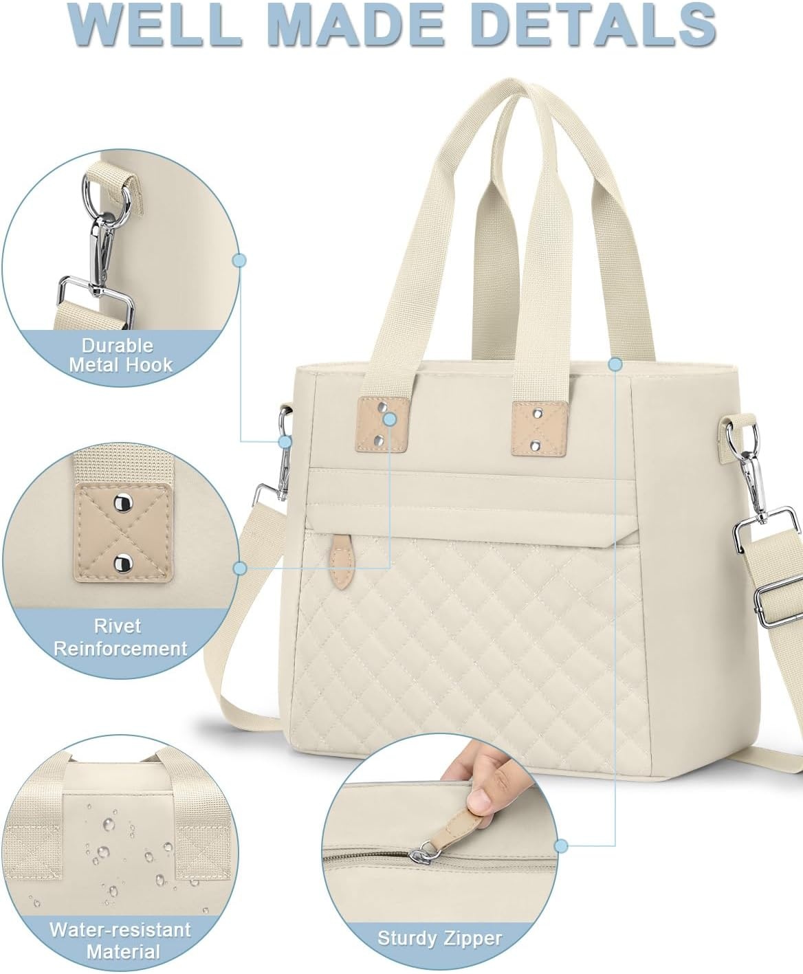 image:imageInsulated Lunch Box for Women amp Men Large Thermal Lunch Bag Women with Removable Shoulder Strap Reusable Lunch Cooler Tote Bags Purse for Adults Work Picnic Hiking Beach Travel MSunflowerWhite