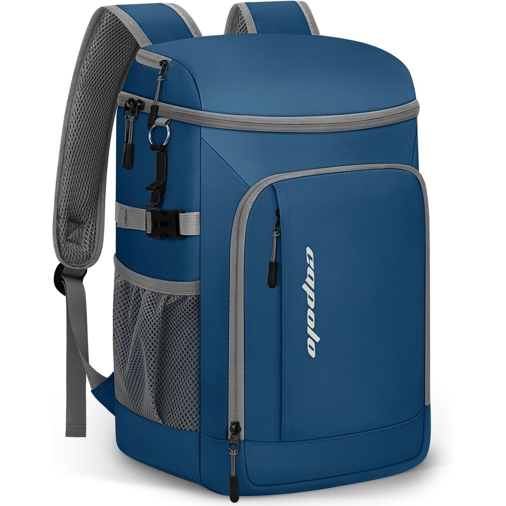 image:imageCapolo Cooler Backpack Insulated Waterproof for Women Men3645 Cans Lunch Backpack Coolers Leak Proof Soft Cooler Bag Ice Chest for Camping BeachLeather Blue