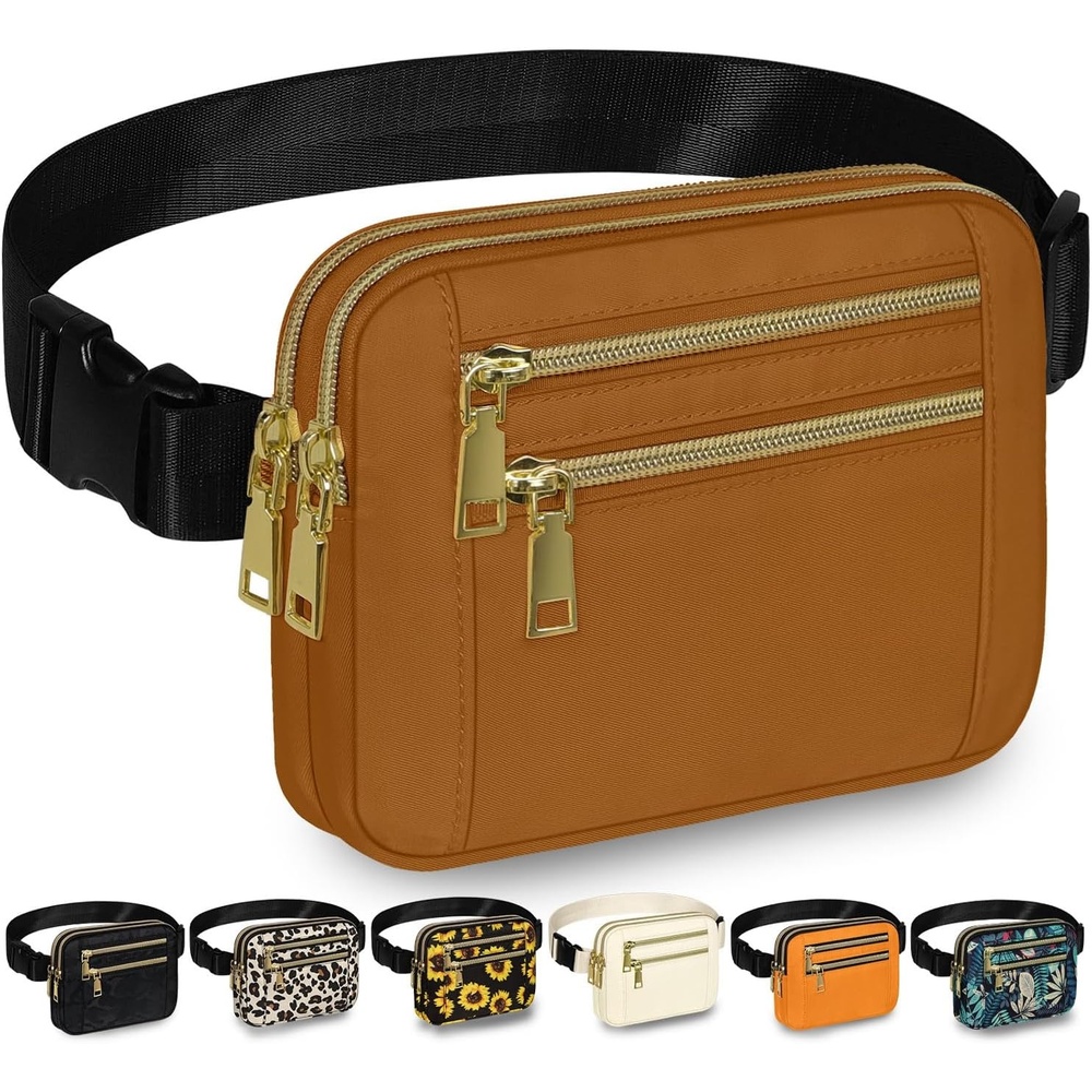 image:imageCapolo Fanny Packs for Women Fashion Waist Packs Bag with Adjustable Strap and 4 Zipper Pockets Waterproof Everywhere Crossbody Belt Bag for Workout Running TravellingBlackBrown