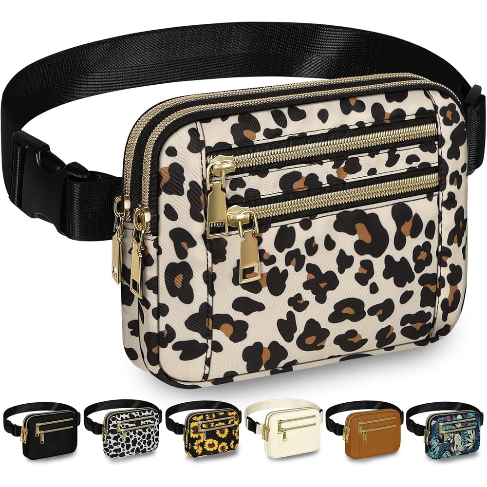 image:imageCapolo Fanny Packs for Women Fashion Waist Packs Bag with Adjustable Strap and 4 Zipper Pockets Waterproof Everywhere Crossbody Belt Bag for Workout Running TravellingBlackLeopard