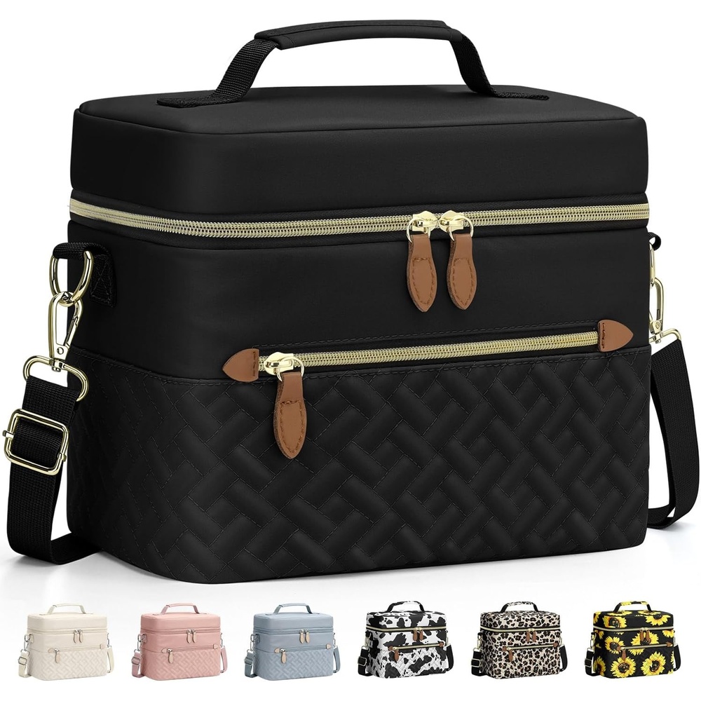image:imageCapolo Lunch Box for Women Men AdultsInsulated Lunch Bag Leakproof Lunch Cooler Box with Removable Strap Cute Lunch Tote Bags Reusable Thermal Lunchbox for School Work PicnicSmallBeigeBlack
