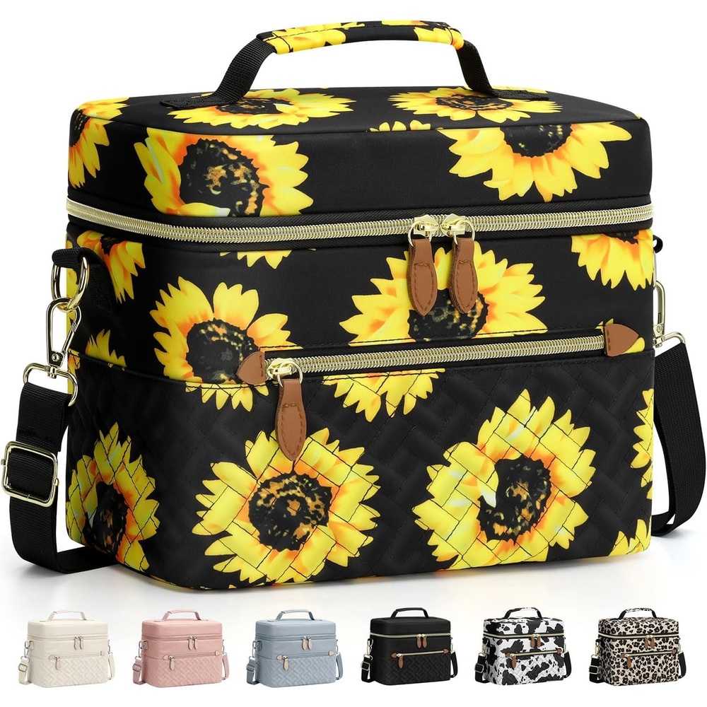 image:imageCapolo Lunch Box for Women Men AdultsInsulated Lunch Bag Leakproof Lunch Cooler Box with Removable Strap Cute Lunch Tote Bags Reusable Thermal Lunchbox for School Work PicnicSmallBeigeSunflower