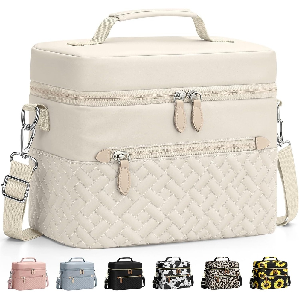 image:imageCapolo Lunch Box for Women Men AdultsInsulated Lunch Bag Leakproof Lunch Cooler Box with Removable Strap Cute Lunch Tote Bags Reusable Thermal Lunchbox for School Work PicnicSmallBeigeBeige