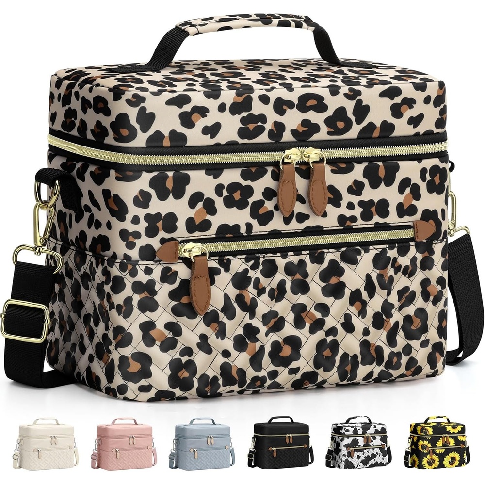 image:imageCapolo Lunch Box for Women Men AdultsInsulated Lunch Bag Leakproof Lunch Cooler Box with Removable Strap Cute Lunch Tote Bags Reusable Thermal Lunchbox for School Work PicnicSmallBeigeLeopard