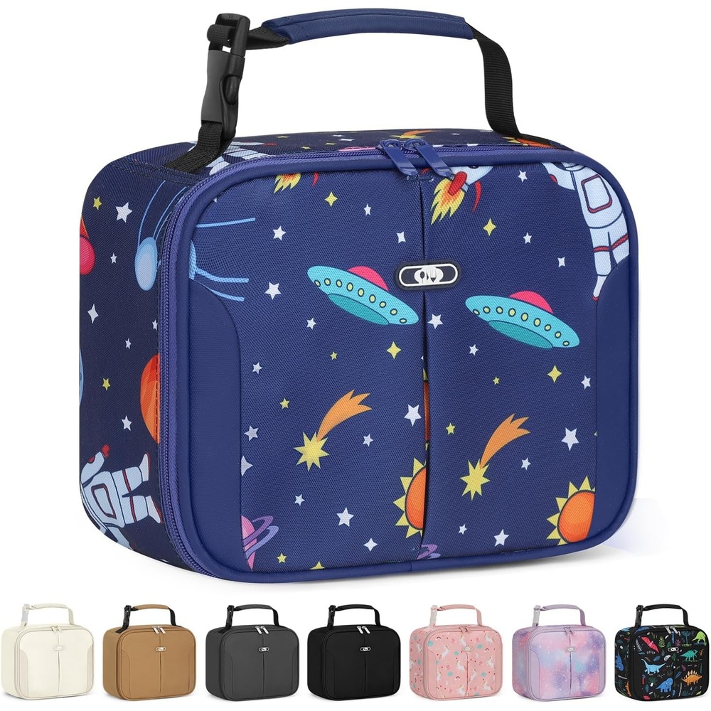 image:imageInsulated Lunch Box for Kids Cute Thermal Lunch Bag for School Reusable Lunch Tote for Boys and Girls Durable Cooler Bag with Easy Grab Handle Lightweight and Easy to Clean Meal Bag UnicornDeep Blue Space
