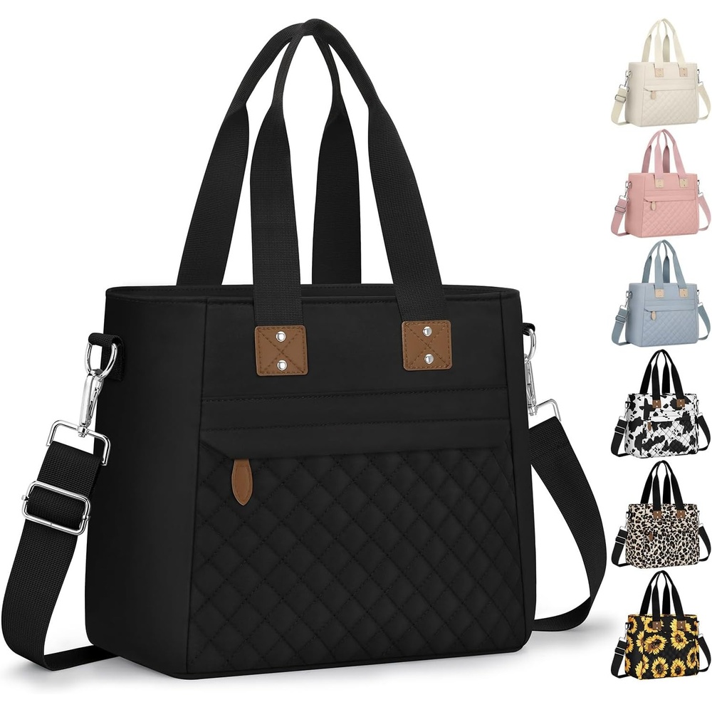 image:imageInsulated Lunch Box for Women amp Men Large Thermal Lunch Bag Women with Removable Shoulder Strap Reusable Lunch Cooler Tote Bags Purse for Adults Work Picnic Hiking Beach Travel MSunflowerBlack