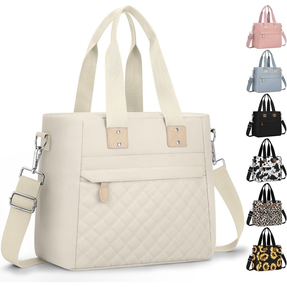 image:imageInsulated Lunch Box for Women amp Men Large Thermal Lunch Bag Women with Removable Shoulder Strap Reusable Lunch Cooler Tote Bags Purse for Adults Work Picnic Hiking Beach Travel MSunflowerWhite