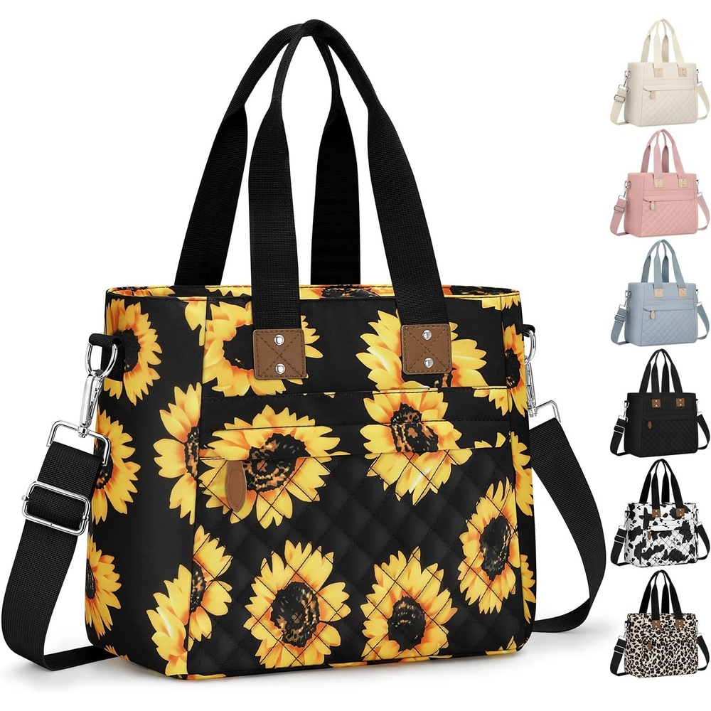 image:imageInsulated Lunch Box for Women amp Men Large Thermal Lunch Bag Women with Removable Shoulder Strap Reusable Lunch Cooler Tote Bags Purse for Adults Work Picnic Hiking Beach Travel MSunflowerSunflower