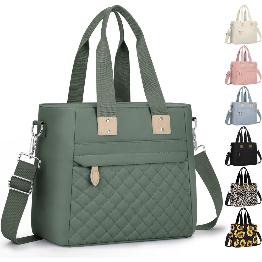 image:imageInsulated Lunch Box for Women amp Men Large Thermal Lunch Bag Women with Removable Shoulder Strap Reusable Lunch Cooler Tote Bags Purse for Adults Work Picnic Hiking Beach Travel MSunflowerGreen