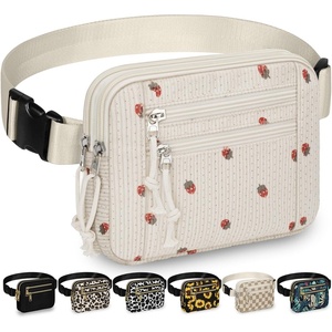 image:imageCapolo Fanny Packs for Women Fashion Waist Packs Bag with Adjustable Strap and 4 Zipper Pockets Waterproof Everywhere Crossbody Belt Bag for Workout Running TravellingBlackStrawberry
