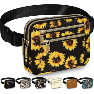 image:imageCapolo Fanny Packs for Women Fashion Waist Packs Bag with Adjustable Strap and 4 Zipper Pockets Waterproof Everywhere Crossbody Belt Bag for Workout Running TravellingBlackSunflower