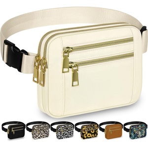 image:imageCapolo Fanny Packs for Women Fashion Waist Packs Bag with Adjustable Strap and 4 Zipper Pockets Waterproof Everywhere Crossbody Belt Bag for Workout Running TravellingBlackIvory