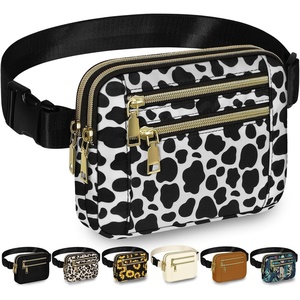 image:imageCapolo Fanny Packs for Women Fashion Waist Packs Bag with Adjustable Strap and 4 Zipper Pockets Waterproof Everywhere Crossbody Belt Bag for Workout Running TravellingBlackCow Print