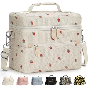 image:imageCapolo Lunch Box for Women Men AdultsInsulated Lunch Bag Leakproof Lunch Cooler Box with Removable Strap Cute Lunch Tote Bags Reusable Thermal Lunchbox for School Work PicnicSmallBeigeStrawberry