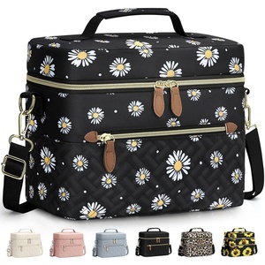 image:imageCapolo Lunch Box for Women Men AdultsInsulated Lunch Bag Leakproof Lunch Cooler Box with Removable Strap Cute Lunch Tote Bags Reusable Thermal Lunchbox for School Work PicnicSmallBeigeBlack Flower